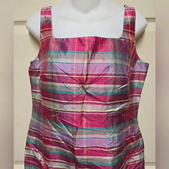 Lauren Ralph Lauren Black Label 100% Silk Plaid SS Dress in Sz 8 - Picture 6 of 12